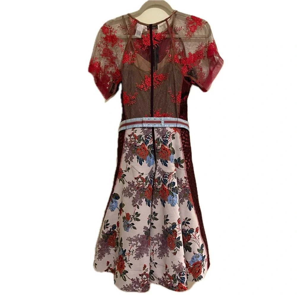 Byron Lars Winter Rose Dress Red Motif - Picture 7 of 16